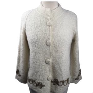 Peruvian link M alpaca wool knit sweater ivory